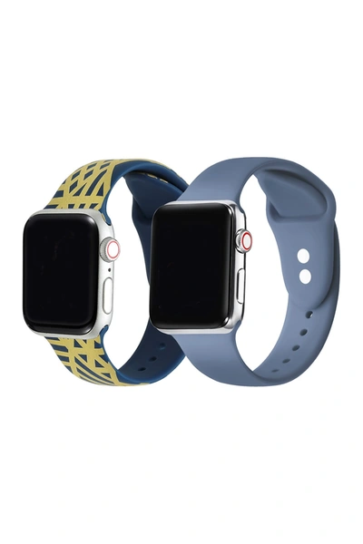Posh Tech Silicone Bands For Apple Watch In Geometric-atlantic Blue