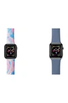 Posh Tech Pink Tie Dye/alaskan Blue Silicone Apple Watch Replacement Band In Pink Tie Dye Alaskan Blue