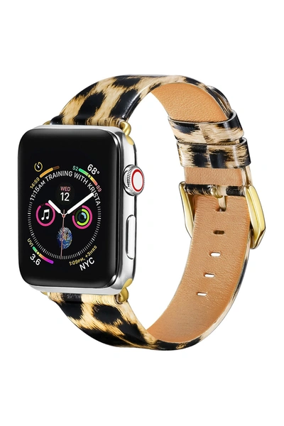 Posh Tech Patent Leather Band For 42mm/44mm Apple Watch Series 1, 2, 3, 4, 5 In Leopard
