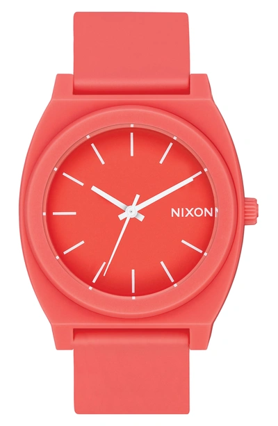 Nixon Time Teller P Polyurethane Strap Watch, 40mm In Coral