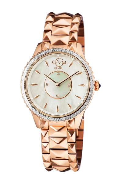 Gevril Siena Mother Of Pearl Dial Stainless Steel Watch, 38mm In Rose Gold