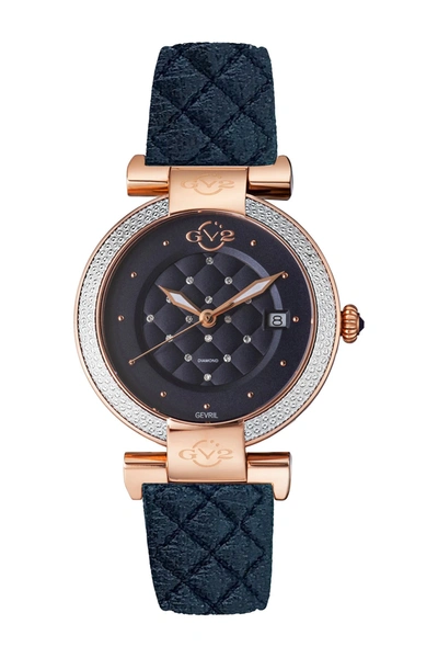 Gevril Berletta Blue Dial Blue Vegan Quilted Strap Watch, 37mm