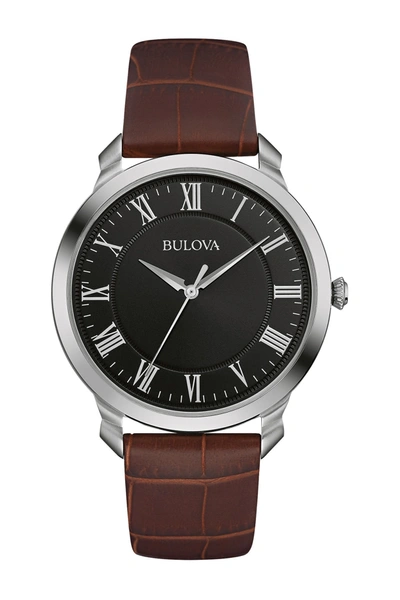 Bulova Brown Strap Classic Watch, 41mm