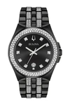 Bulova Men's Crystal Watch & Dog Tag Necklace Set In Black