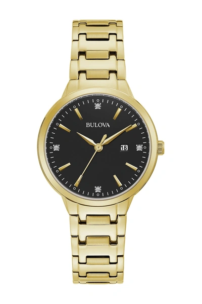 Bulova Diamond Dial Watch, 32.5mm In Gold-tone