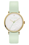 TED BAKER PHYLIPA FLOWERS LEATHER STRAP WATCH,194366075311