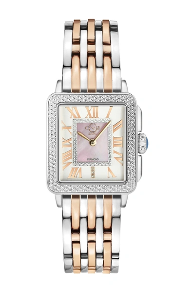 Gevril Padova Swiss Diamond Square Watch, 28.5mm In Two Toned Ss Iprg