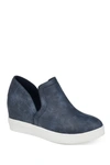 Journee Collection Collection Women's Cardi Wide Width Sneaker Wedge In Blue
