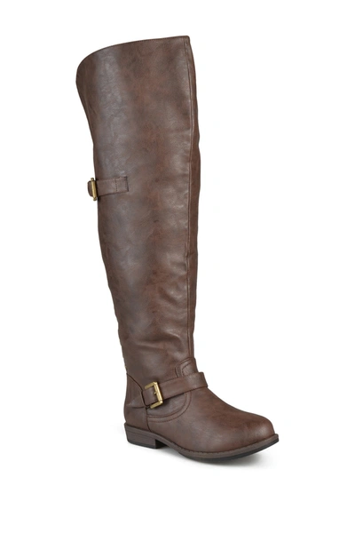 Journee Collection Kane Studded Tall Boot In Brown