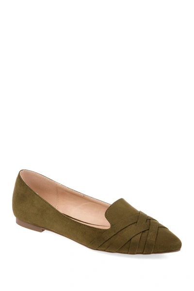 Journee Collection Mindee Crisscross Toe Flat In Olive