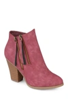 Journee Collection Women's Vally Double Zipper Stacked Heel Ankle Booties In Wine