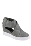 Journee Collection Seena Crossover Platform Wedge Pump In Grey