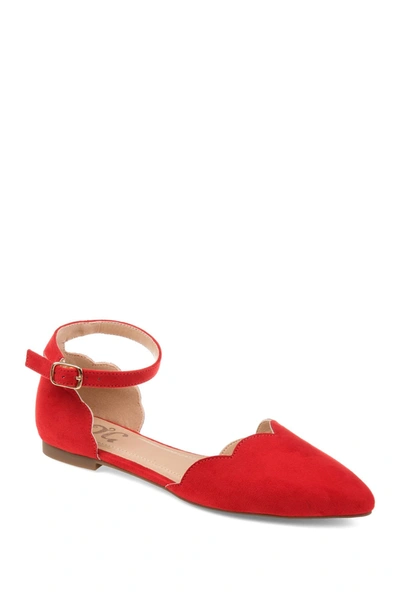 Journee Collection Lana Ankle Strap Flat In Red