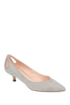 Journee Collection Goldie Womens Faux Suede Pointed Toe Kitten Heels In Grey