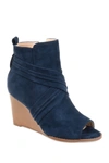 Journee Collection Sabeena Wedge Peep Toe Bootie In Blue