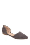 Journee Collection Jezlin Womens Scalloped Slip On Pointed Toe Flats In Grey