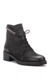 Vintage Foundry Olga Chain Trim Leather Lace-up Boot In Black