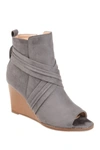 Journee Collection Sabeena Wedge Peep Toe Bootie In Grey
