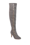 Journee Collection Trill Over-the-knee Lace-up Boot In Grey