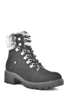 White Mountain Footwear Deserve Faux Fur Hiker Boot In Black/fabric