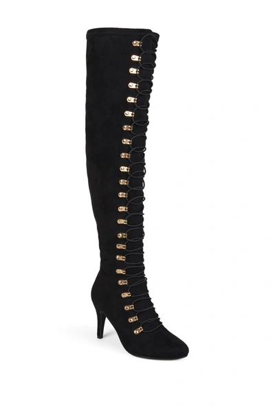 Journee Collection Trill Over-the-knee Lace-up Boot In Black