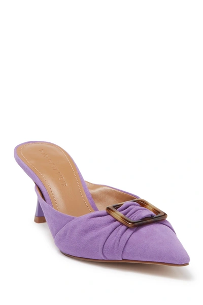 Who What Wear Analise Buckle Heeled Mules In Purple Leather In Light Purple Suede L