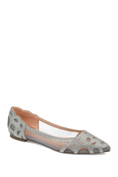 Journee Collection Batavia Rhinestone Flat In Grey