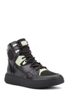 Hybrid Green Label Globetrotter Leather Mid Sneaker In Black