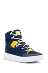 Hybrid Green Label Globetrotter Leather Mid Sneaker In Navy