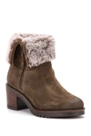 Vintage Foundry Jeanette Faux Fur Lined Leather Bootie In Olive