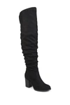 Journee Collection Kaison Womens Faux Suede Wide Calf Thigh-high Boots In Black