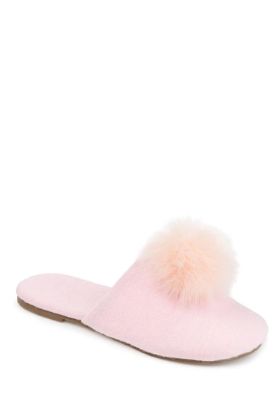 JOURNEE COLLECTION JOURNEE COLLECTION NIGHTFALL FAUX FUR POMPOM SLIPPER,052574831184
