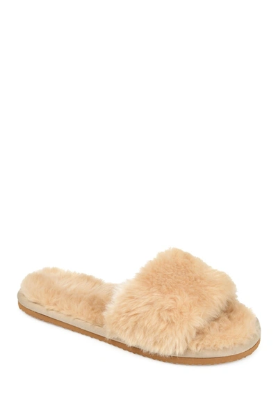 Journee Collection Dawn Faux Fur Slipper In Tan