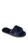 Journee Collection Dawn  Womens Fur Indoors Slide Slippers In Navy