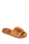 Journee Collection Dawn Faux Fur Slipper In Cognac