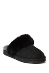 Fireside By Dearfoams Sydney Water Resistant Genuine Shearling Scuff Slipper In Black