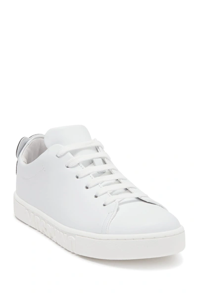 Moschino Bear Patch Sneaker In White Black