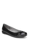 Lifestride Aliza Womens Faux Leather Slip On Ballet Flats In Black