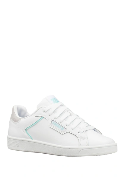 K-swiss Clean Court Ii Cmf Leather Sneaker In Wht/arubablu/vprblu