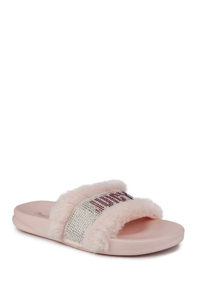 Juicy Couture Women's Steady Faux Fur Sandal Slide Women's Shoes In Pink