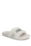 Juicy Couture Women's Steady Faux Fur Sandal Slide Women's Shoes In White