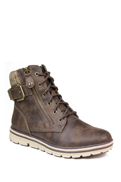 White Mountain Footwear Kelsie Lace-up Bootie In Brown/fabric