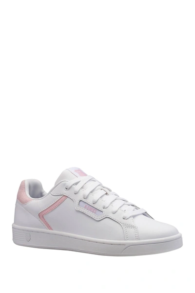 K-swiss Clean Court Ii Cmf Leather Sneaker In White/parfait Pink