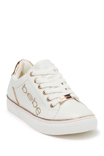 Bebe Celise Brand Logo Low Top Sneaker In Wht Rse Gl