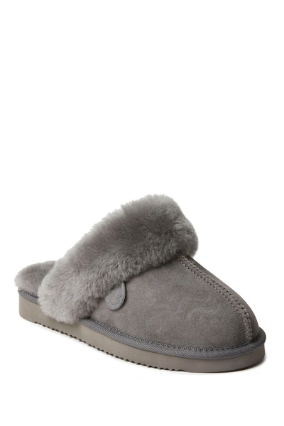 Fireside By Dearfoams Sydney Water Resistant Genuine Shearling Scuff Slipper In Grey