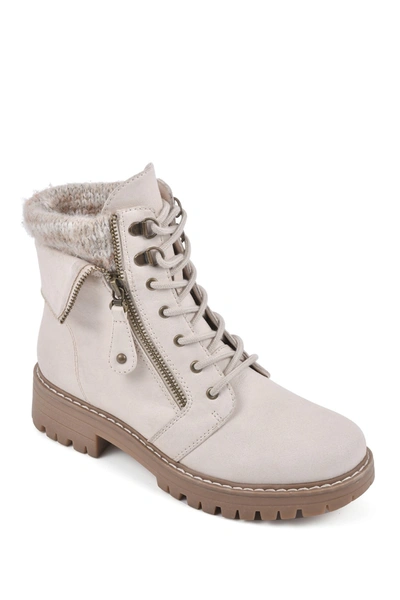 White Mountain Footwear Mandy Lace-up Bootie In Winter White/fabric