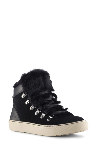 Cougar Dani Genuine Rabbit Fur Waterproof Sneaker In Black