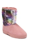 Bebe Kids' Microsuede Sequin Faux Fur Lined Winter Boot In Blush