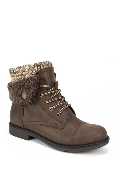 Cliffs By White Mountain Duena Faux Shearling Trimmed Hiking Boot In Brown Multi/fabric