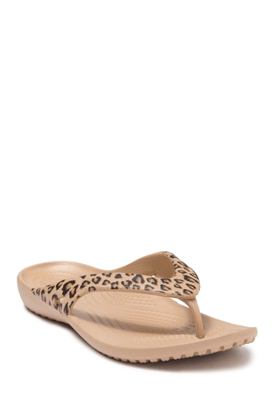 Crocs Kadee Ii Leopard Flip Flop Sandal In Lpd/gld